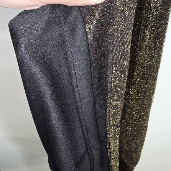 Vintage Rag Gold & Black Spaghetti Strap Dress Asymmetrical Shimmer Large (A53) - Picture 4 of 5
